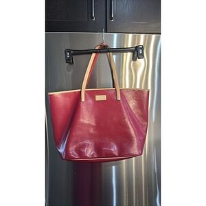 Coach Park Metro Patent Leather Tote Burgundy Red Large